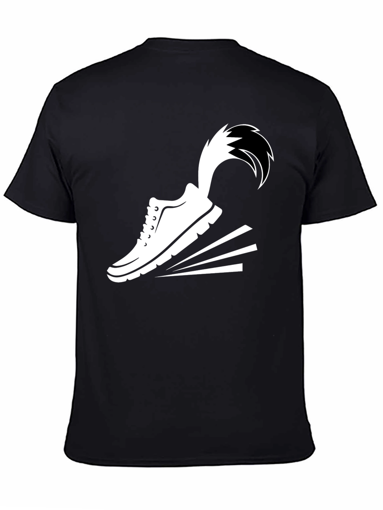 Mens Black Graphic Tee: Speed Shoe Design
