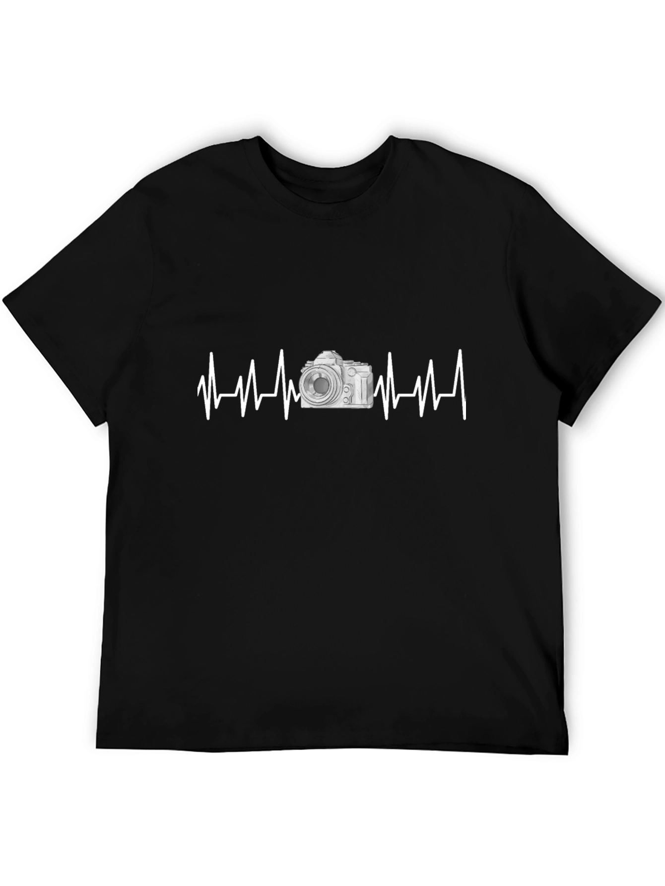 Camera Heartbeat Black Graphic Tee
