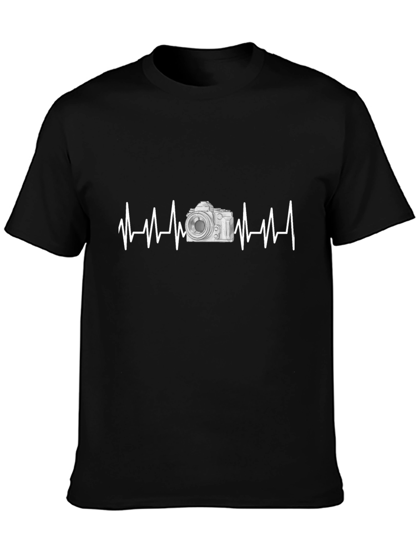 Camera Heartbeat Black Graphic Tee