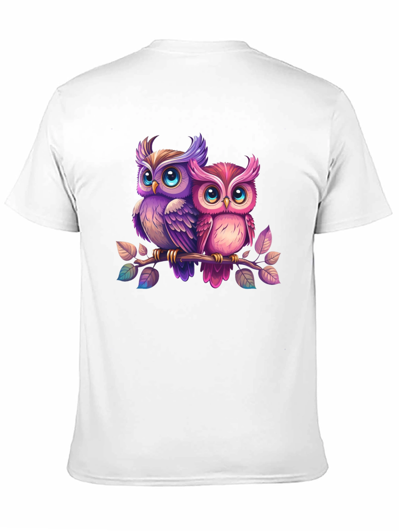 Cute Owl Couple T-Shirt - Black Cotton Tee