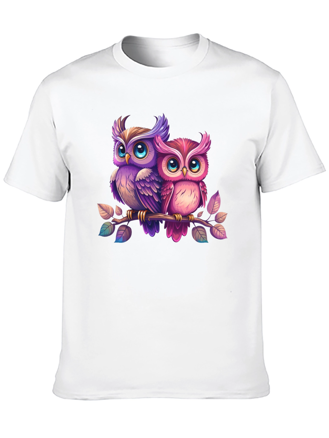 Cute Owl Couple T-Shirt - Black Cotton Tee