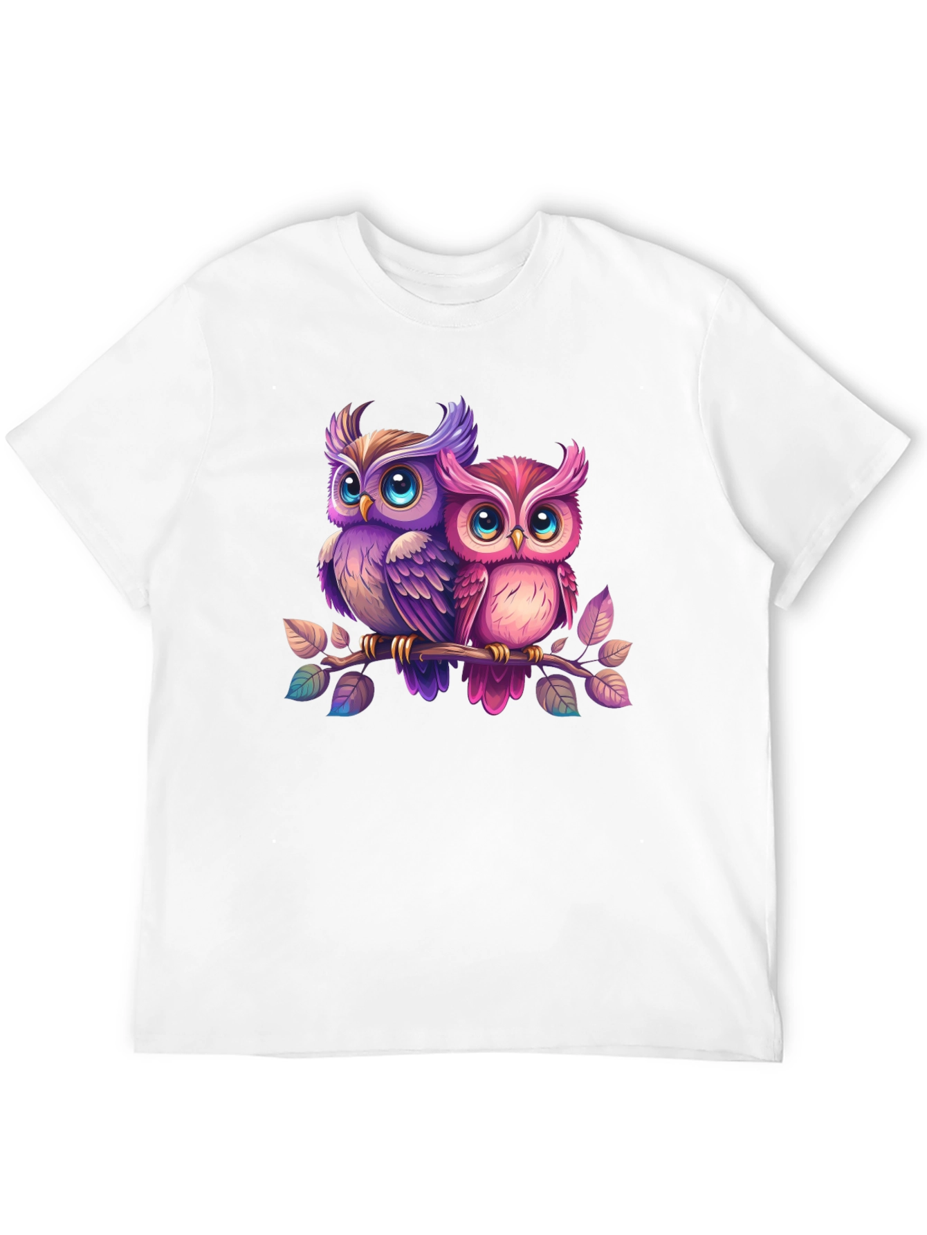 Cute Owl Couple T-Shirt - Black Cotton Tee