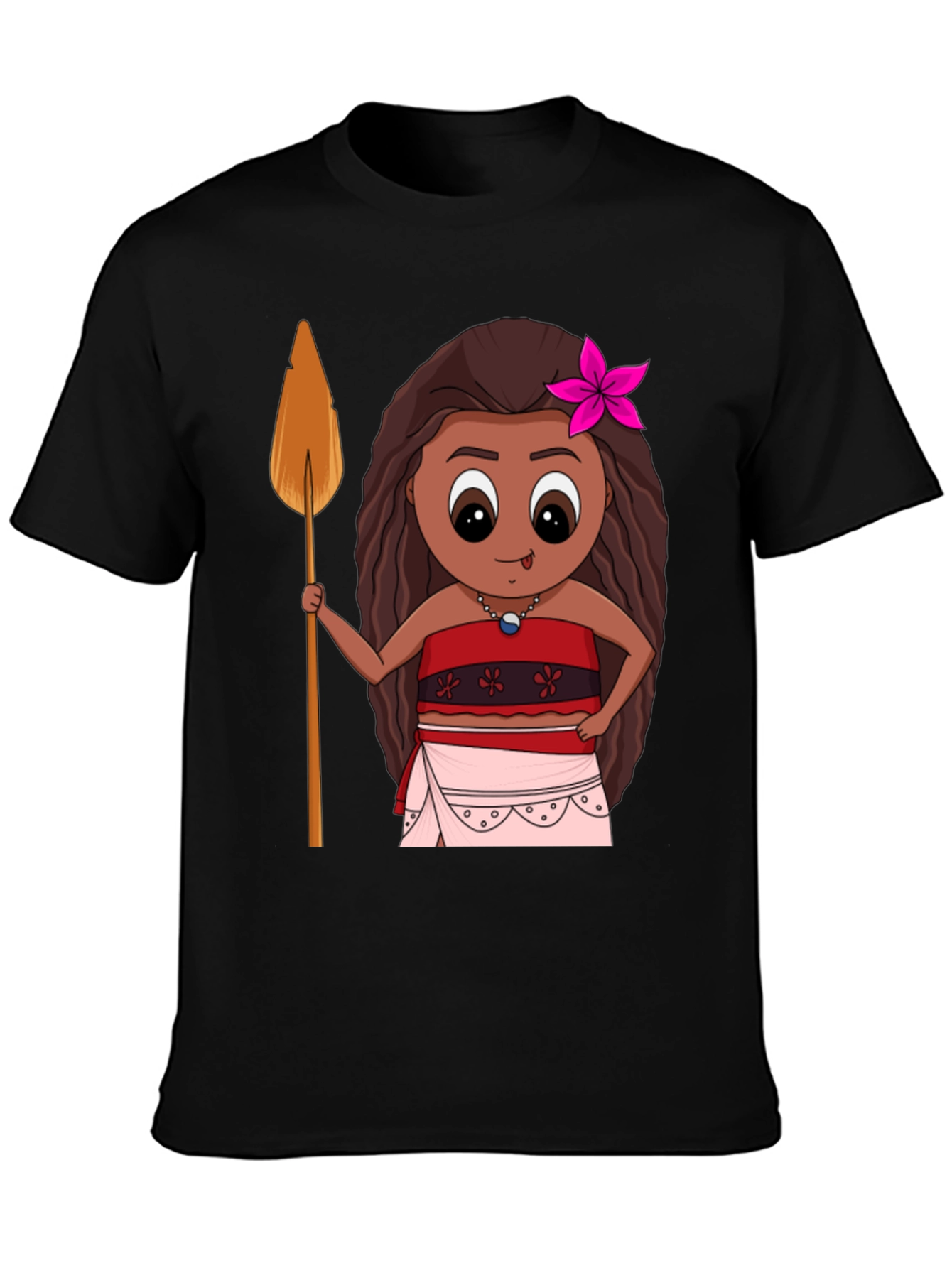 Moana Cartoon Graphic Tee - Black T-Shirt