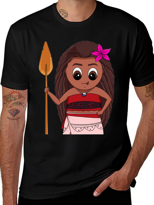 Moana Cartoon Graphic Tee - Black T-Shirt