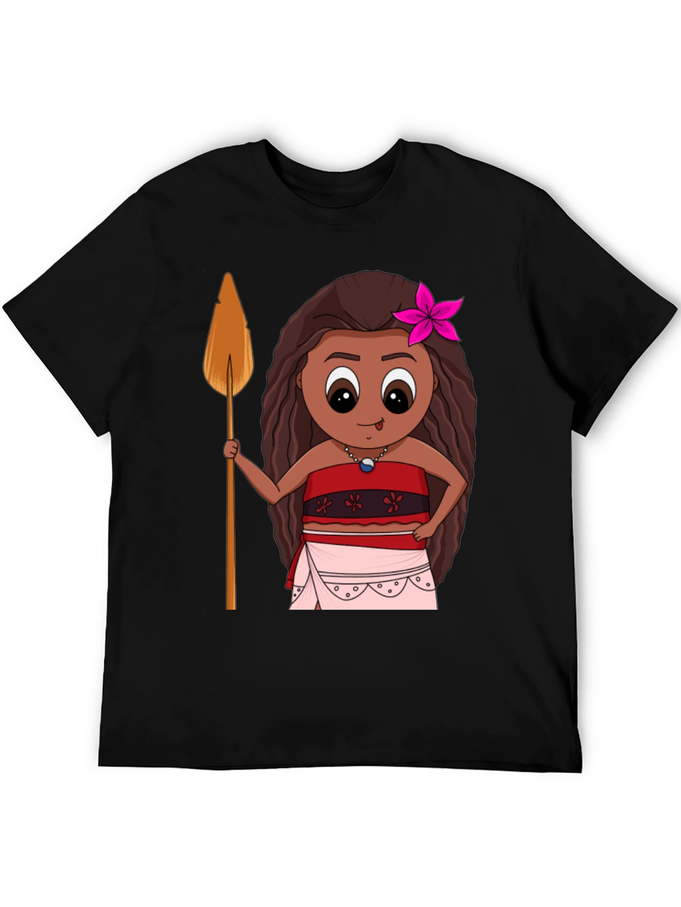 Moana Cartoon Graphic Tee - Black T-Shirt
