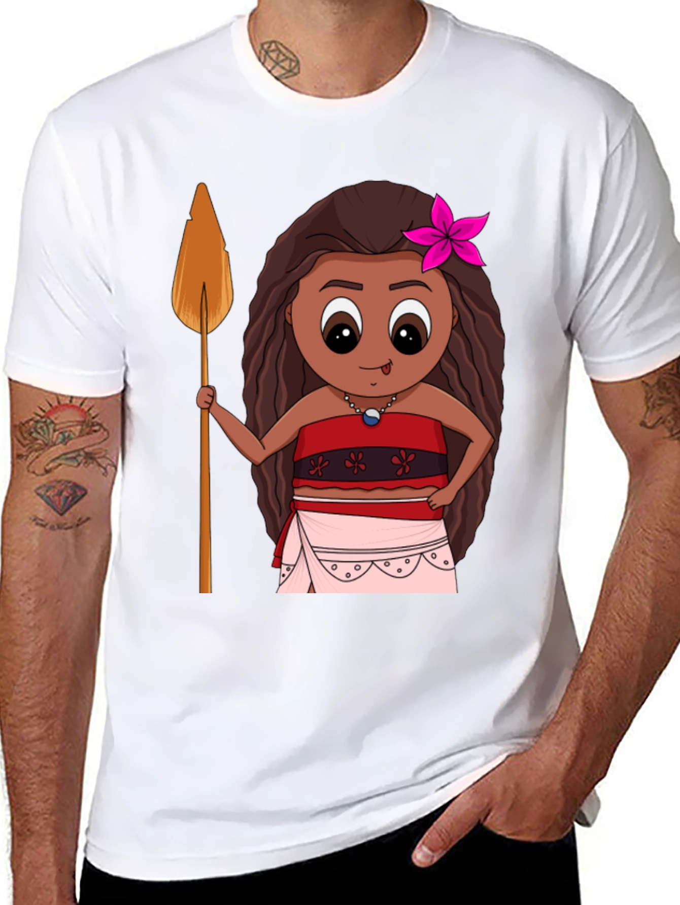 Moana Cartoon Graphic Tee - Black T-Shirt