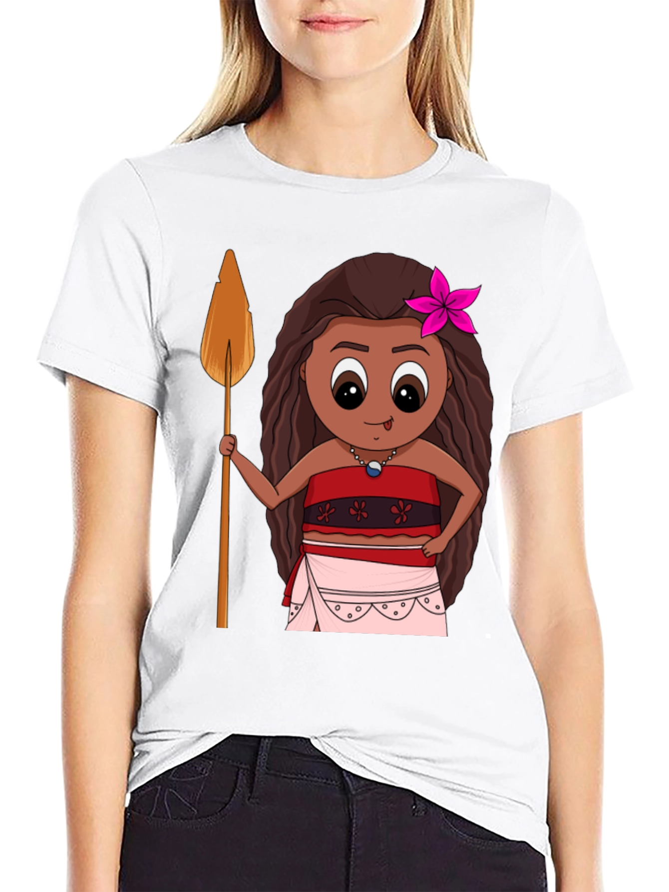 Moana Cartoon Graphic Tee - Black T-Shirt
