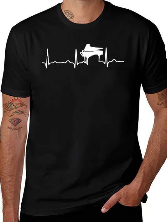 Piano Heartbeat Graphic Tee - Music Lovers T-Shirt