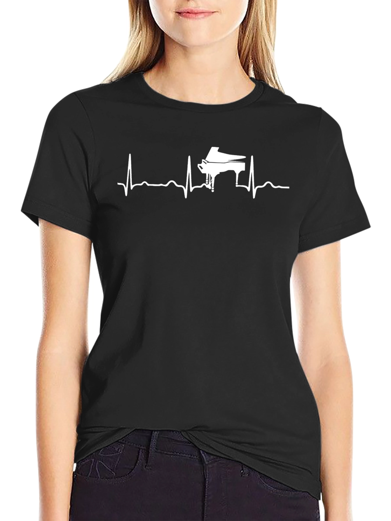 Piano Heartbeat Graphic Tee - Music Lovers T-Shirt