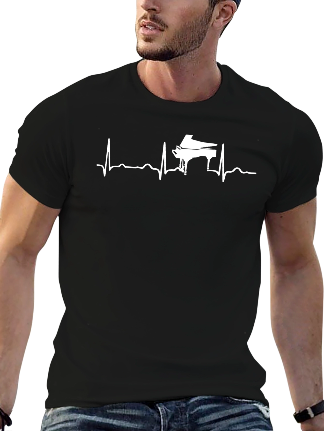 Piano Heartbeat Graphic Tee - Music Lovers T-Shirt