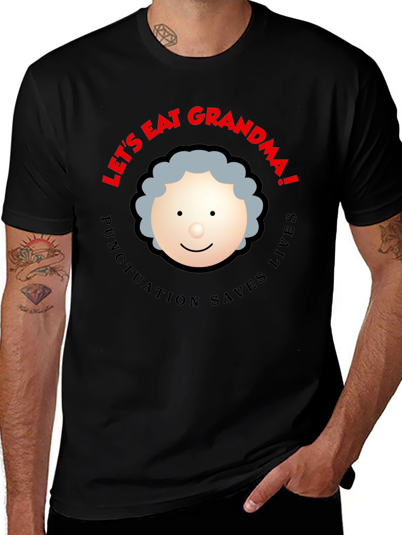 Lets Eat Grandma! Punctuation Saves Lives Black T-Shirt