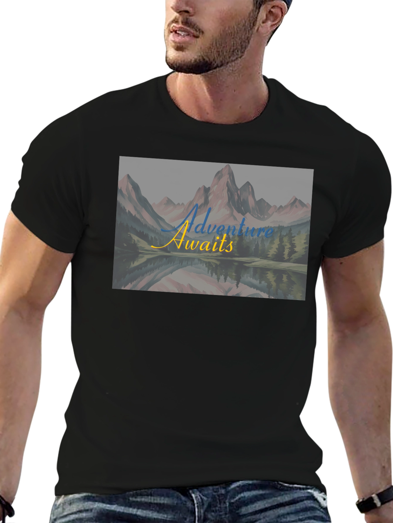 Adventure Awaits Black Graphic Tee