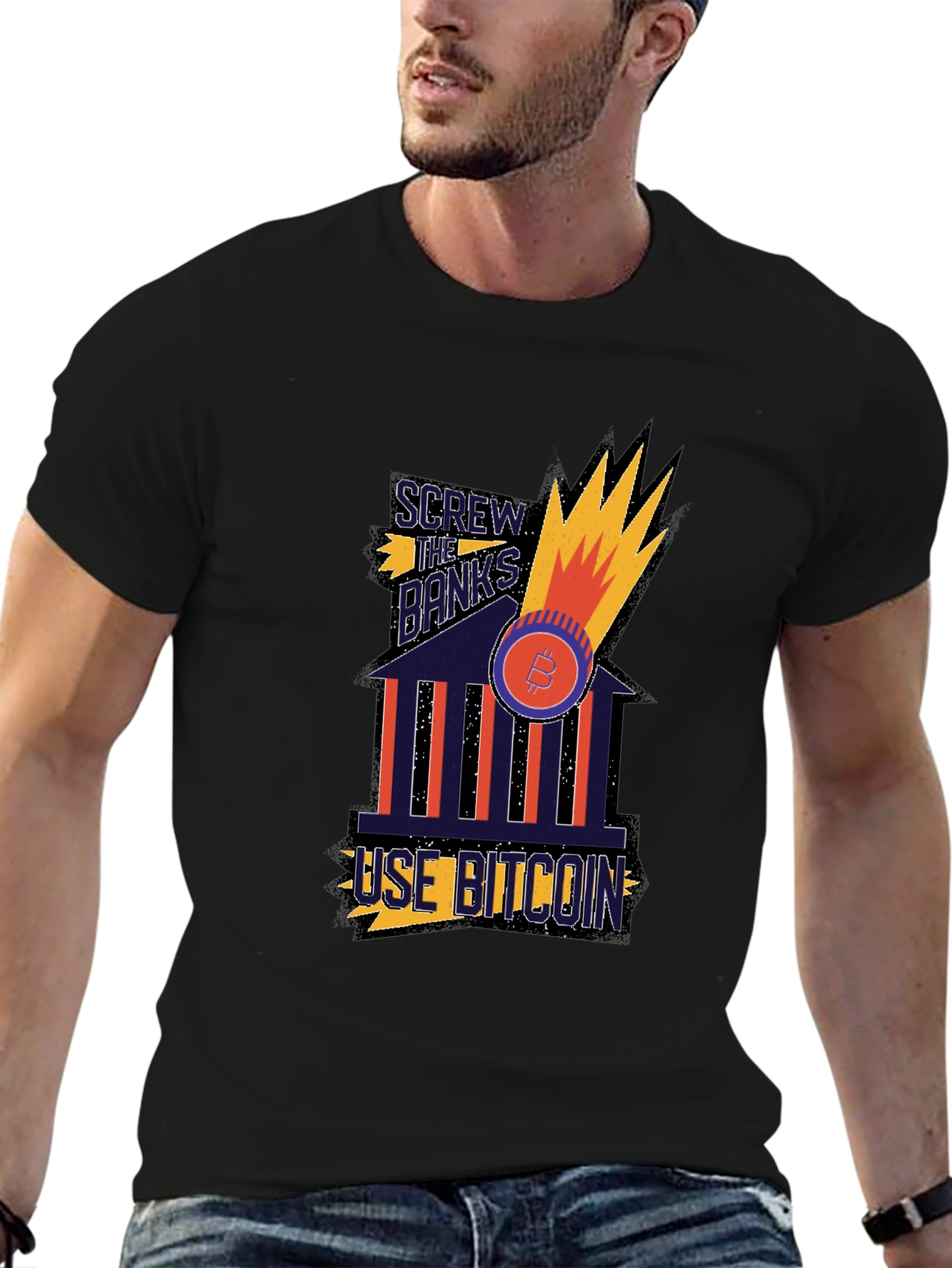 Bitcoin T-Shirt - Screw the Banks Use Bitcoin