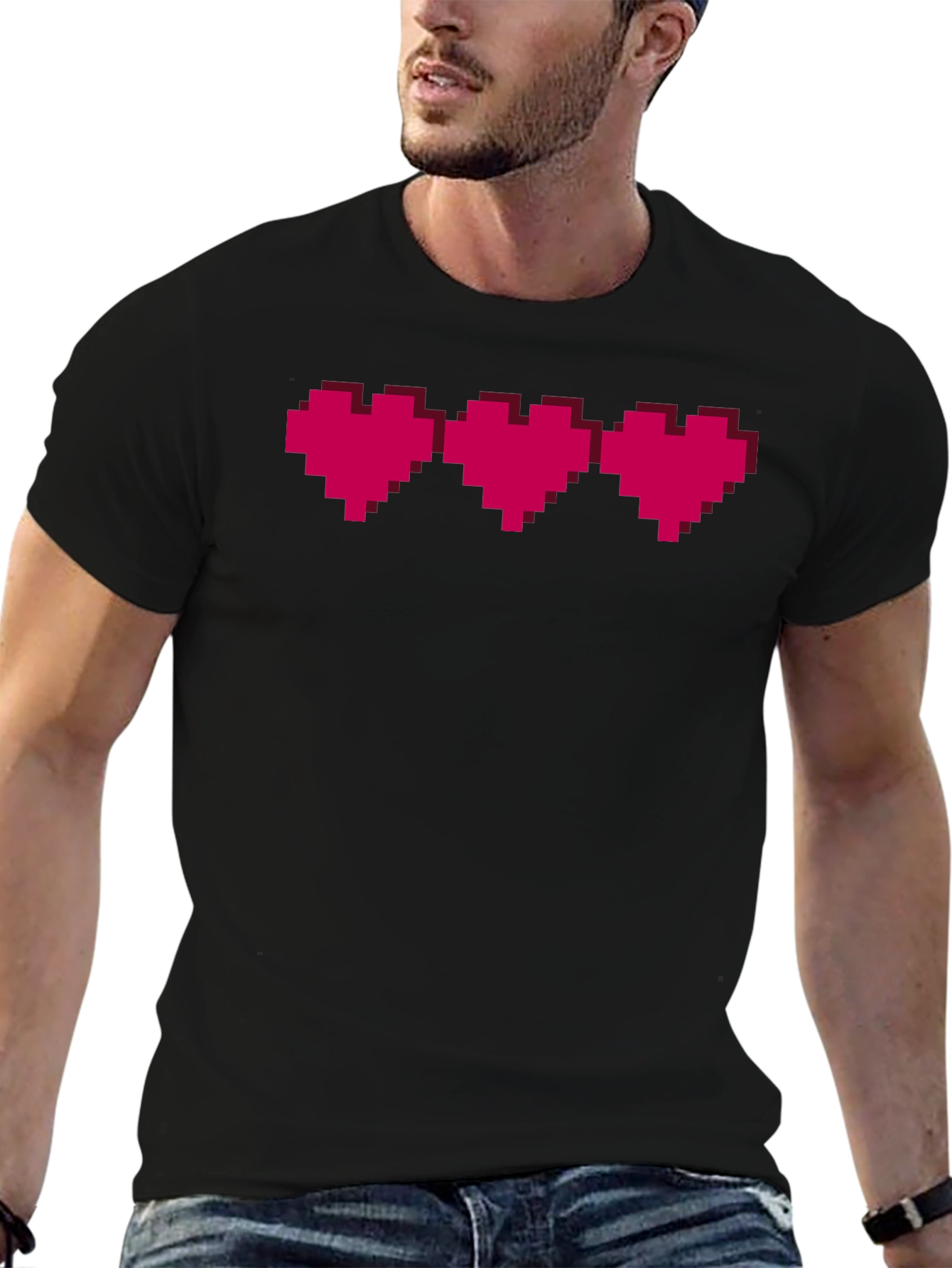 Pixel Heart Gamer T-Shirt - Black Graphic Tee