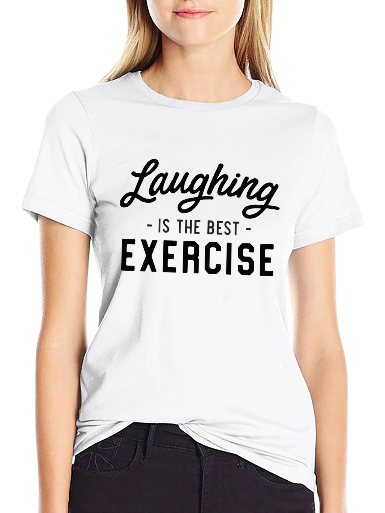 Laughing is the Best Exercise Black T-Shirt
