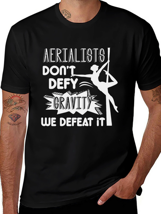 Aerialist Defeat Gravity Graphic Tee - Black Cotton T-Shirt
