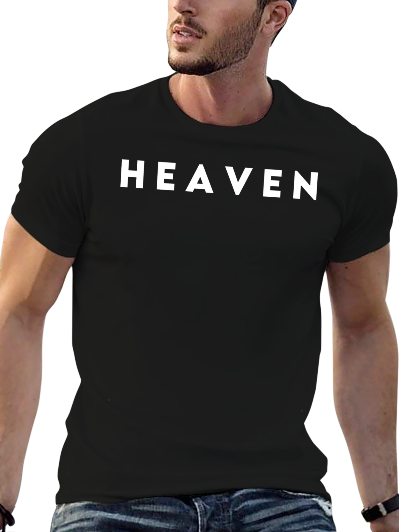 Heaven Graphic Print Black T-Shirt