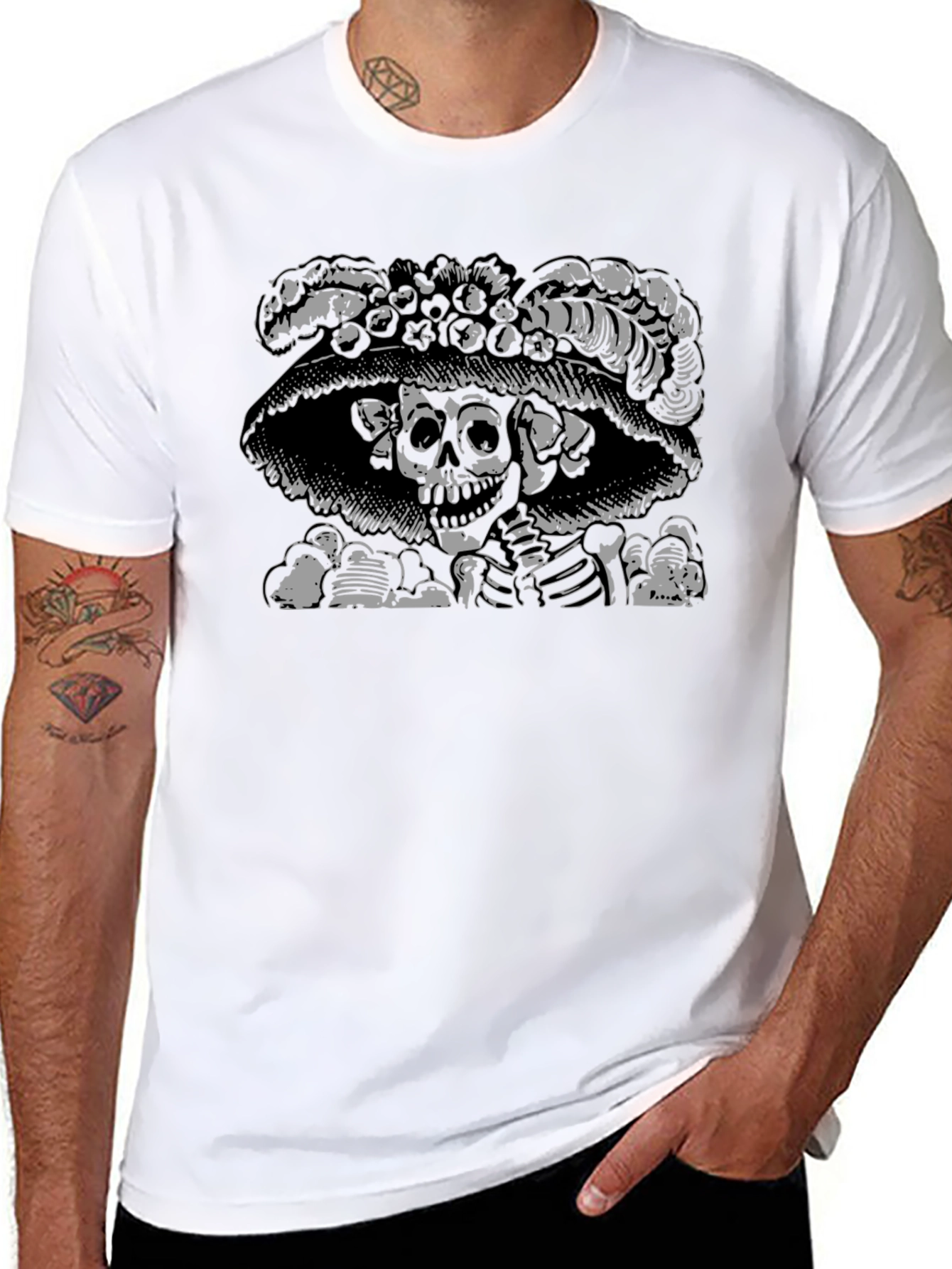 Skull & Roses Graphic Tee - Black