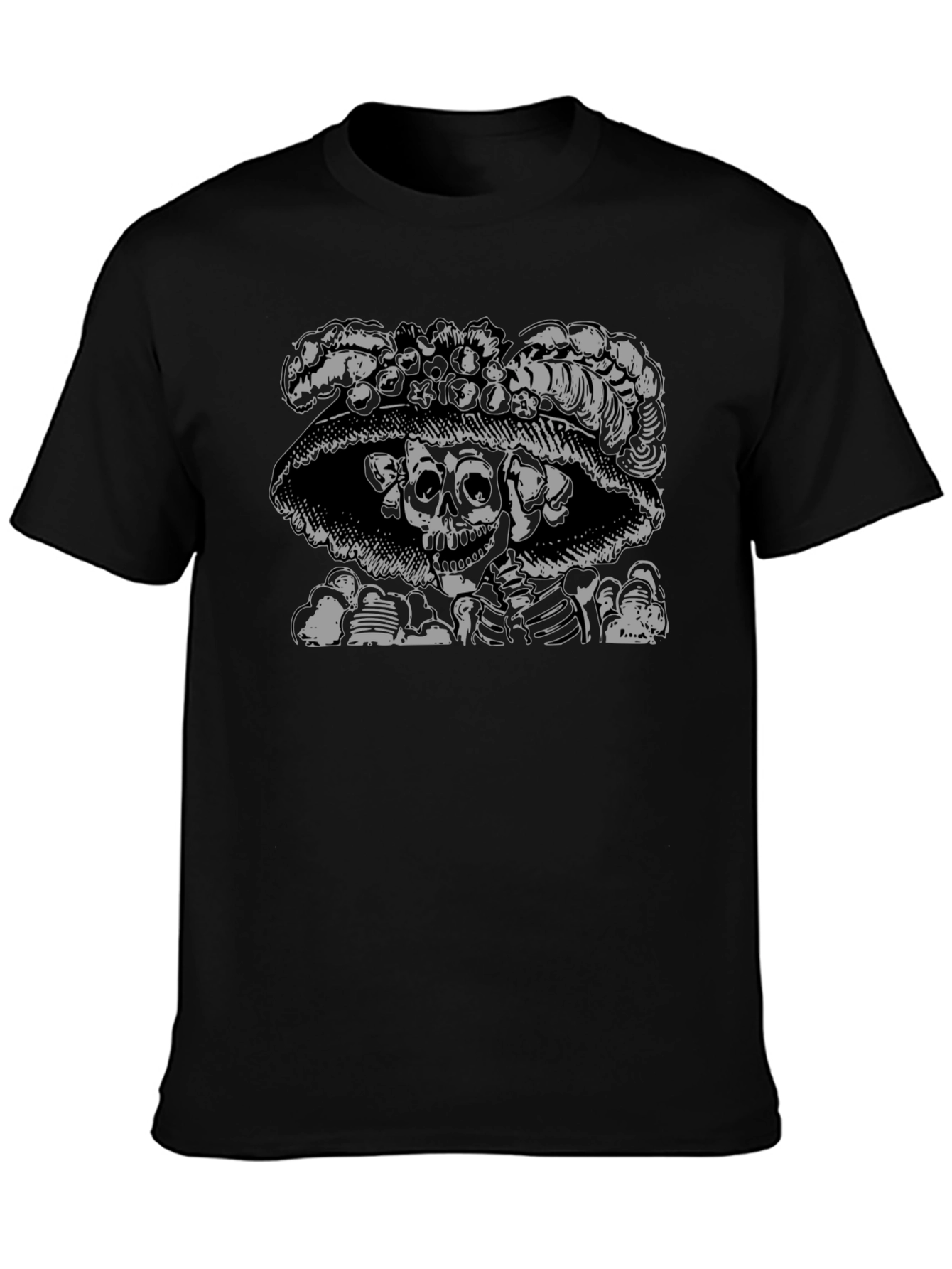 Skull & Roses Graphic Tee - Black