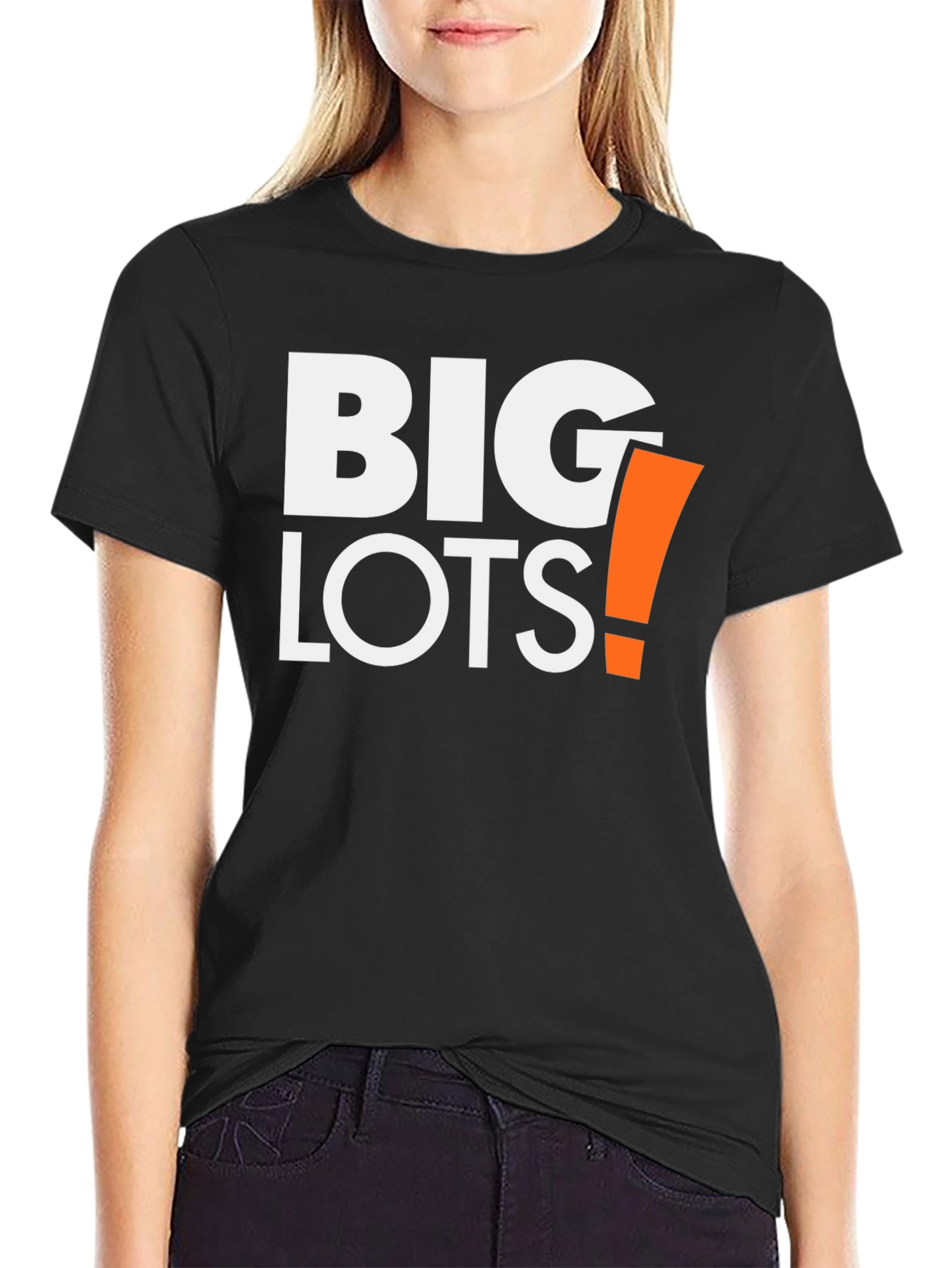 Big Lots T-Shirt - Black Cotton Blend Casual Tee