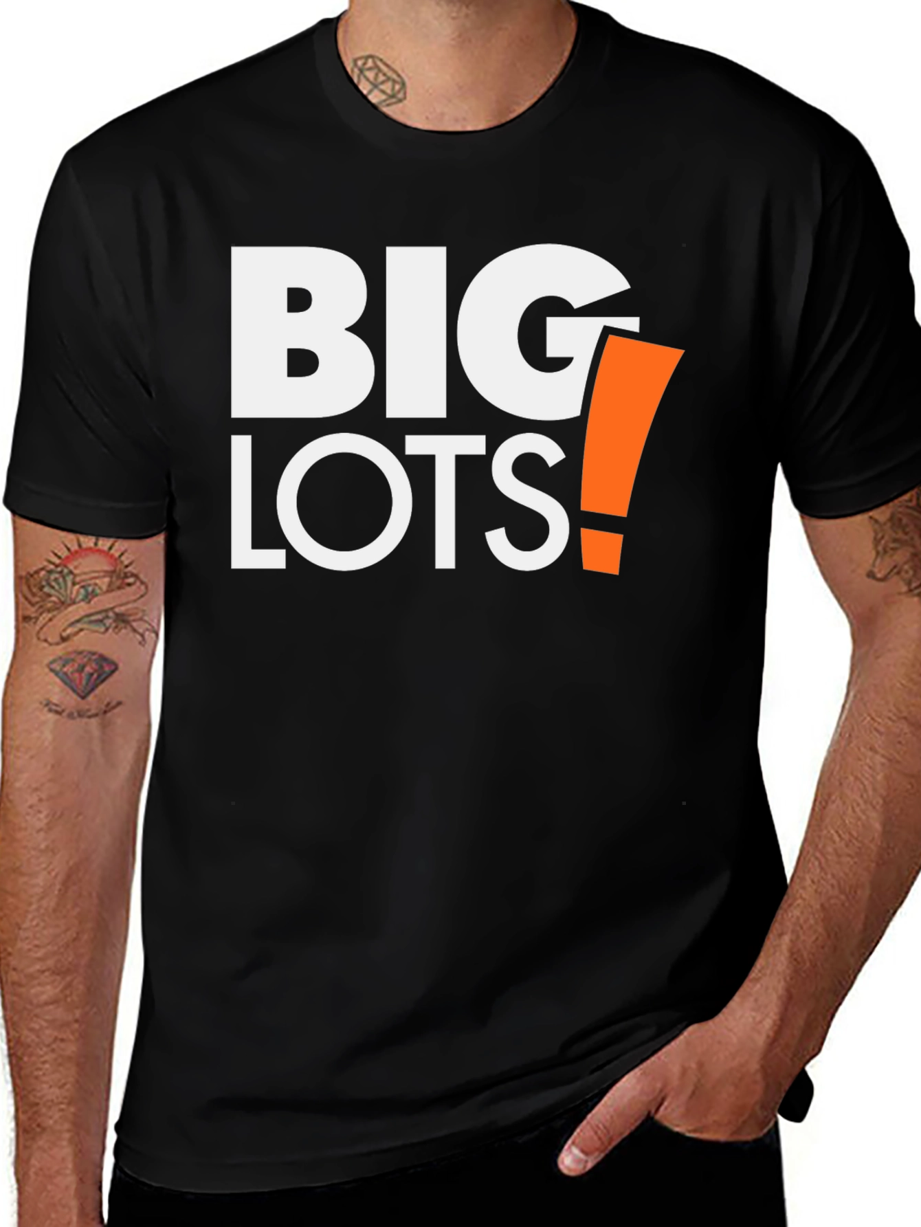 Big Lots T-Shirt - Black Cotton Blend Casual Tee