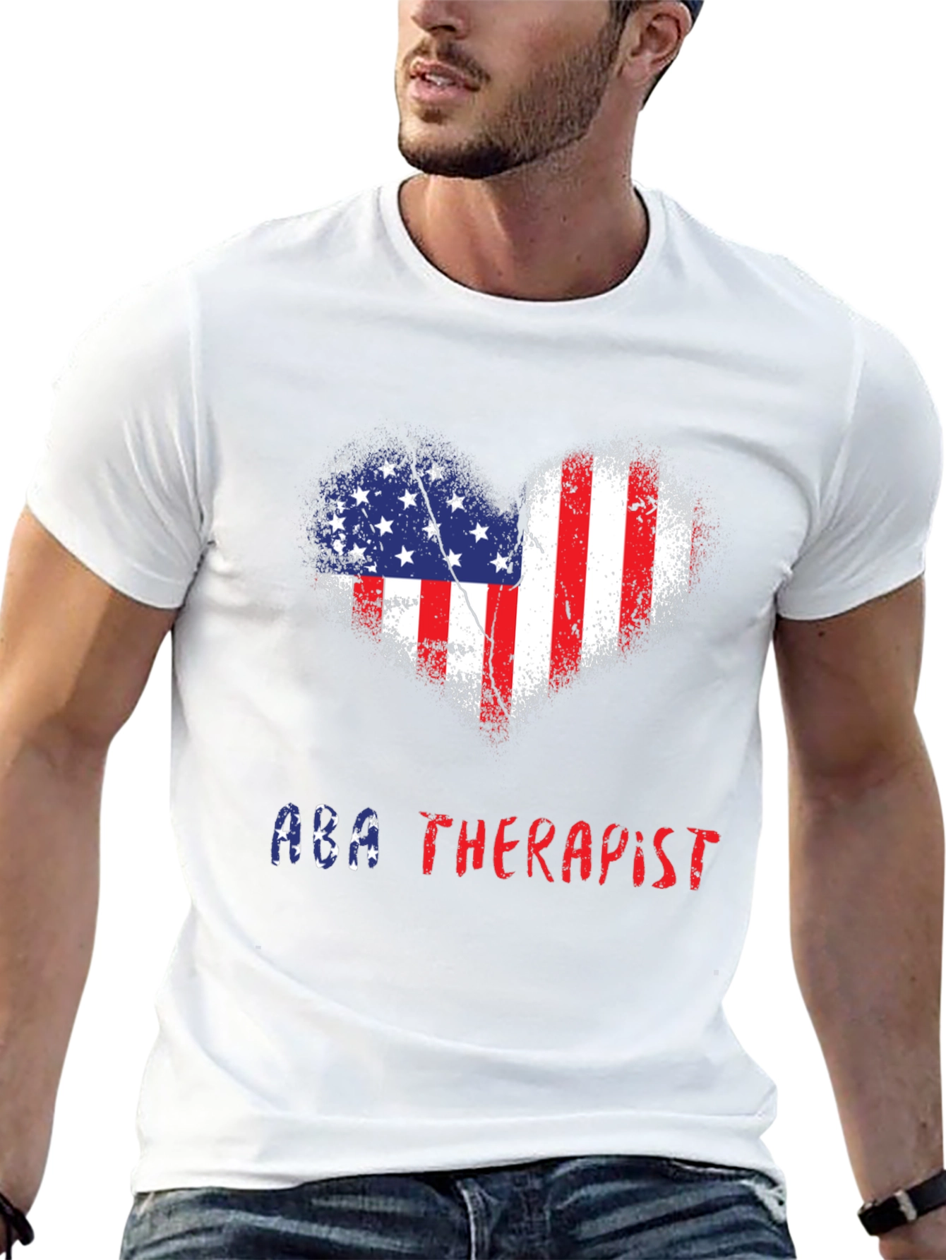 ABA Therapist Patriotic Heart T-Shirt