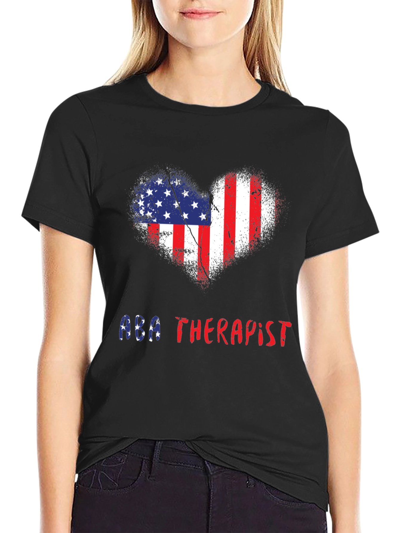 ABA Therapist Patriotic Heart T-Shirt