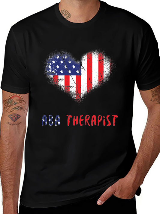 ABA Therapist Patriotic Heart T-Shirt