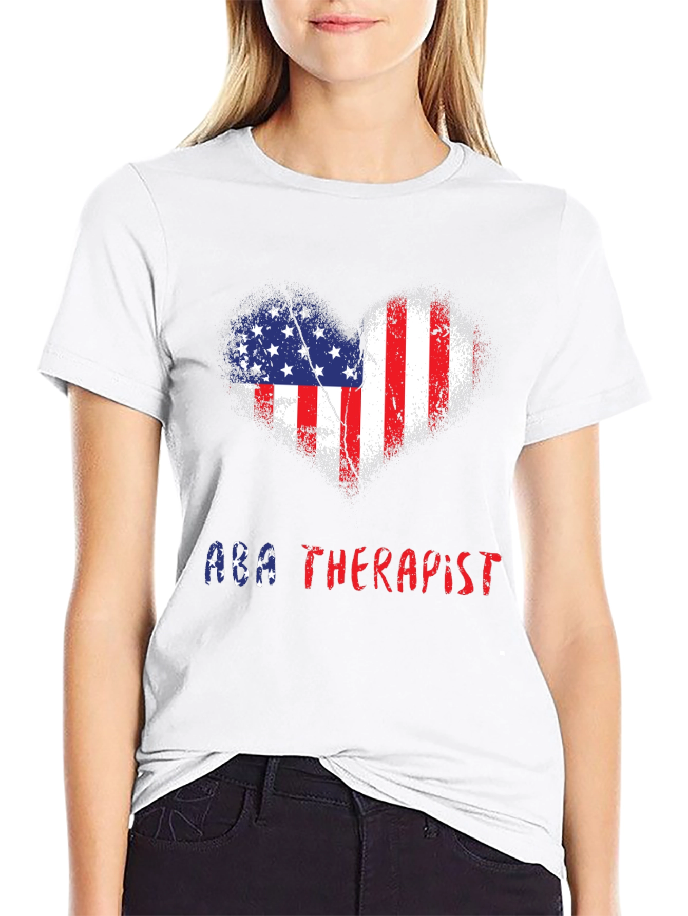 ABA Therapist Patriotic Heart T-Shirt