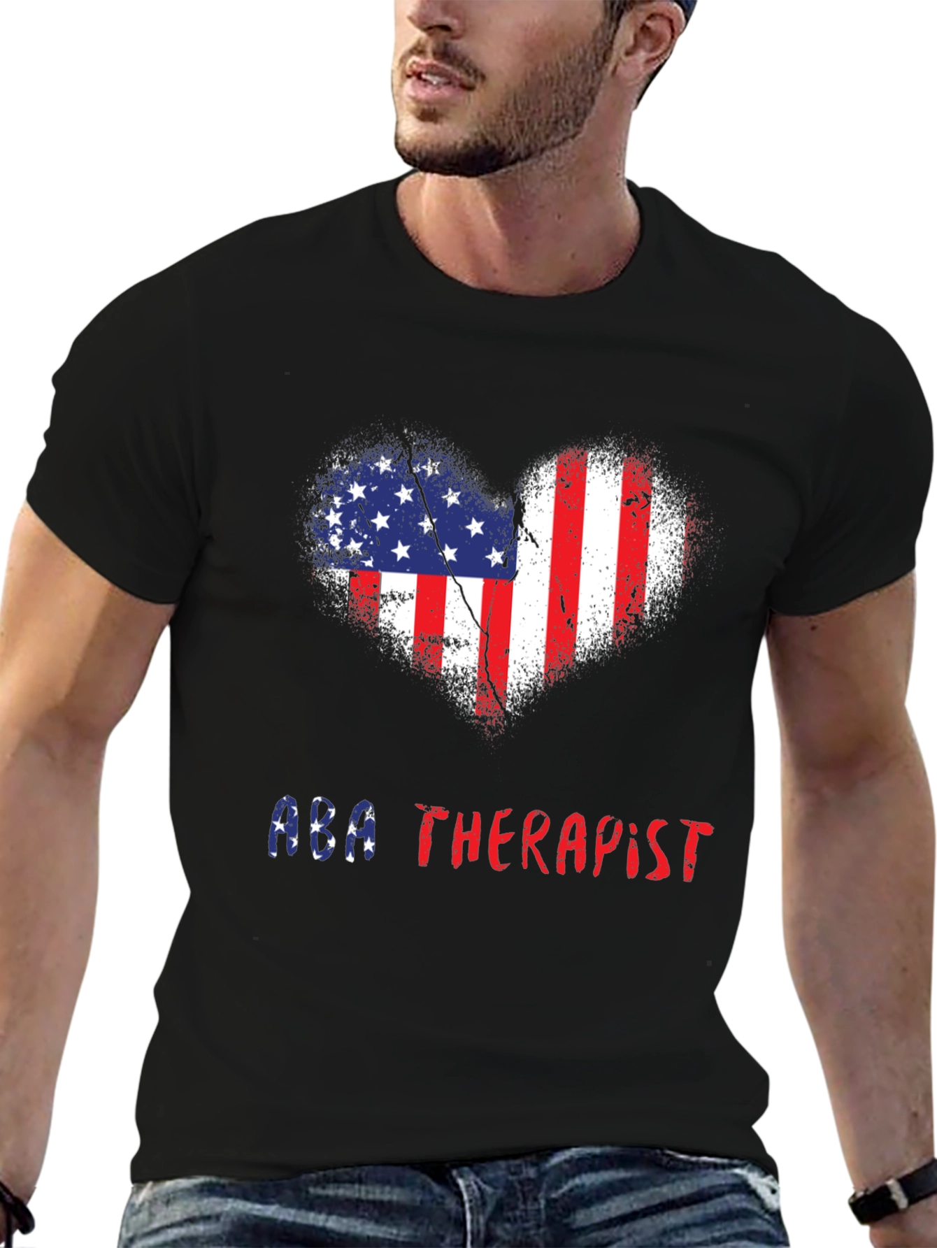 ABA Therapist Patriotic Heart T-Shirt