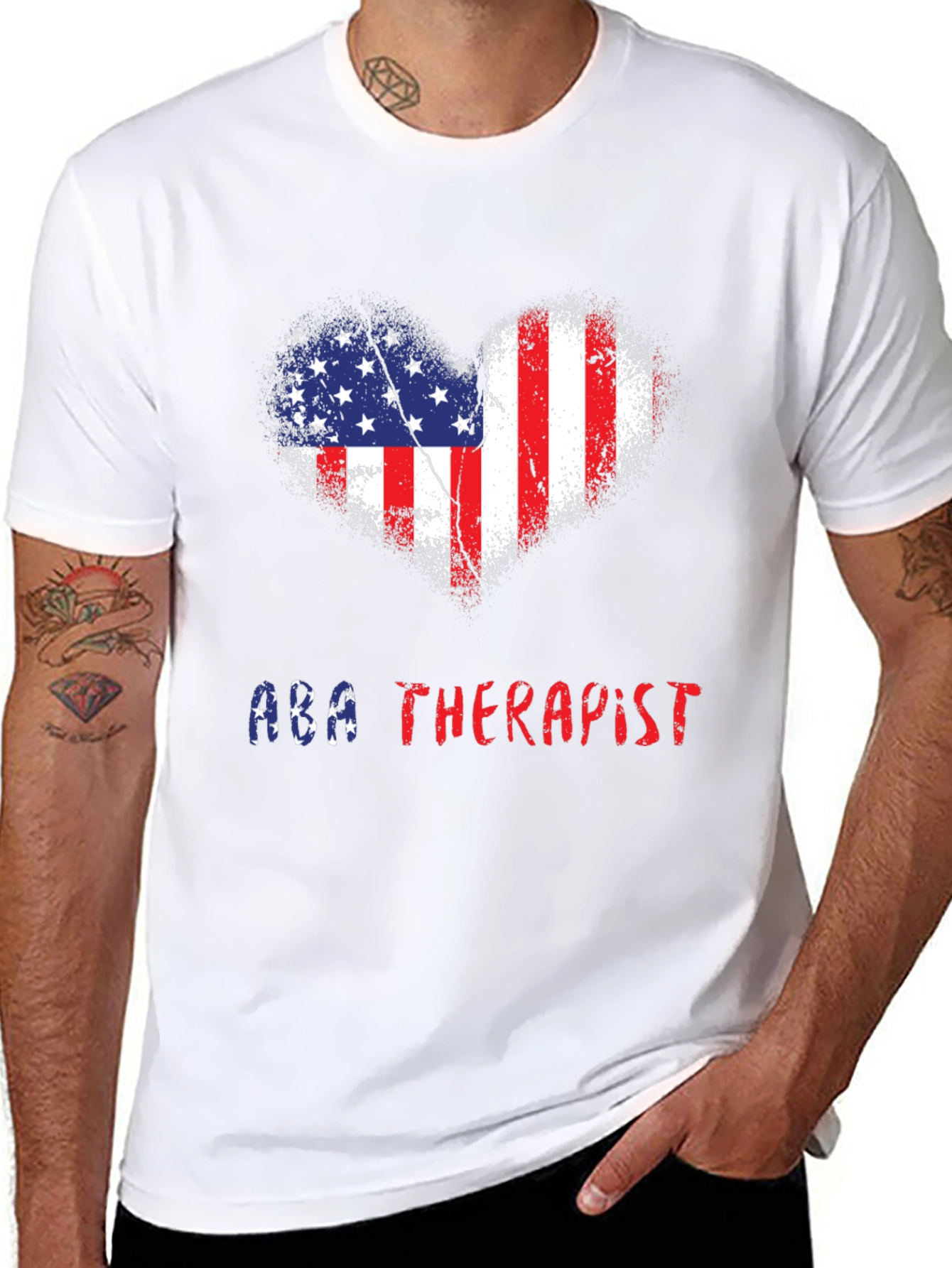 ABA Therapist Patriotic Heart T-Shirt