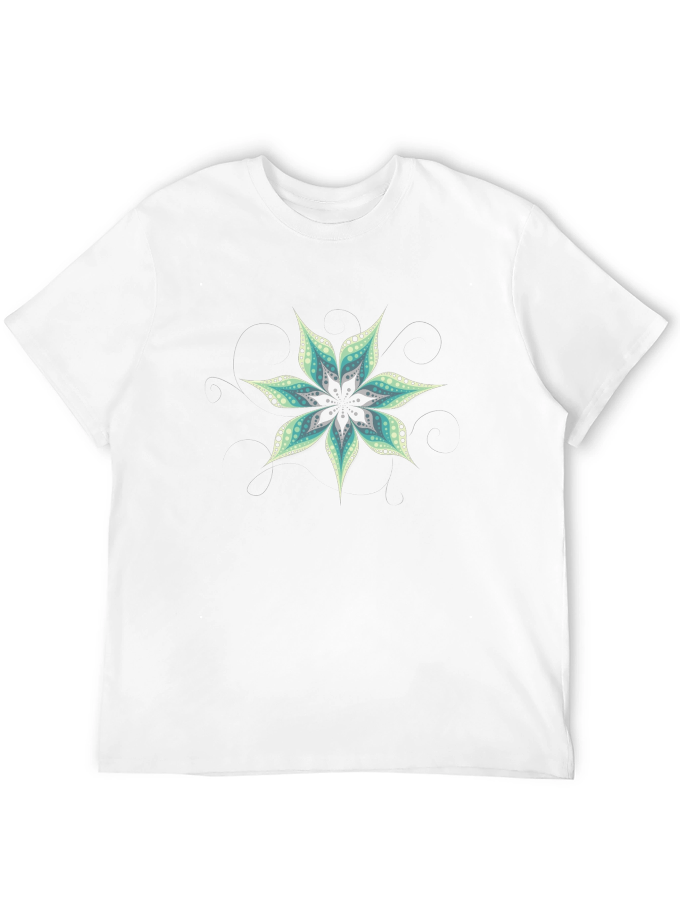 Black T-Shirt with Floral Mandala Design