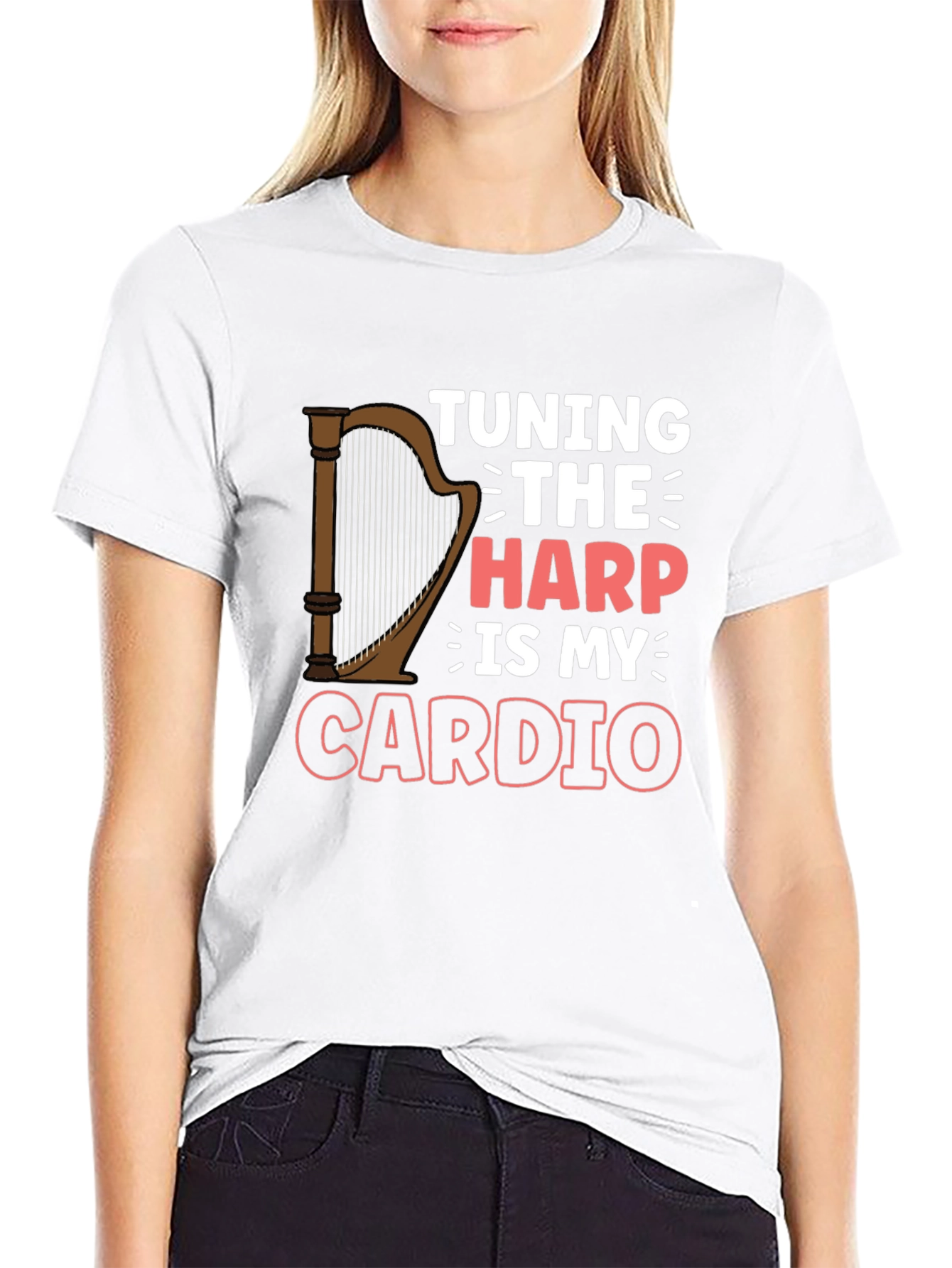 Tuning The Harp Is My Cardio Black T-Shirt