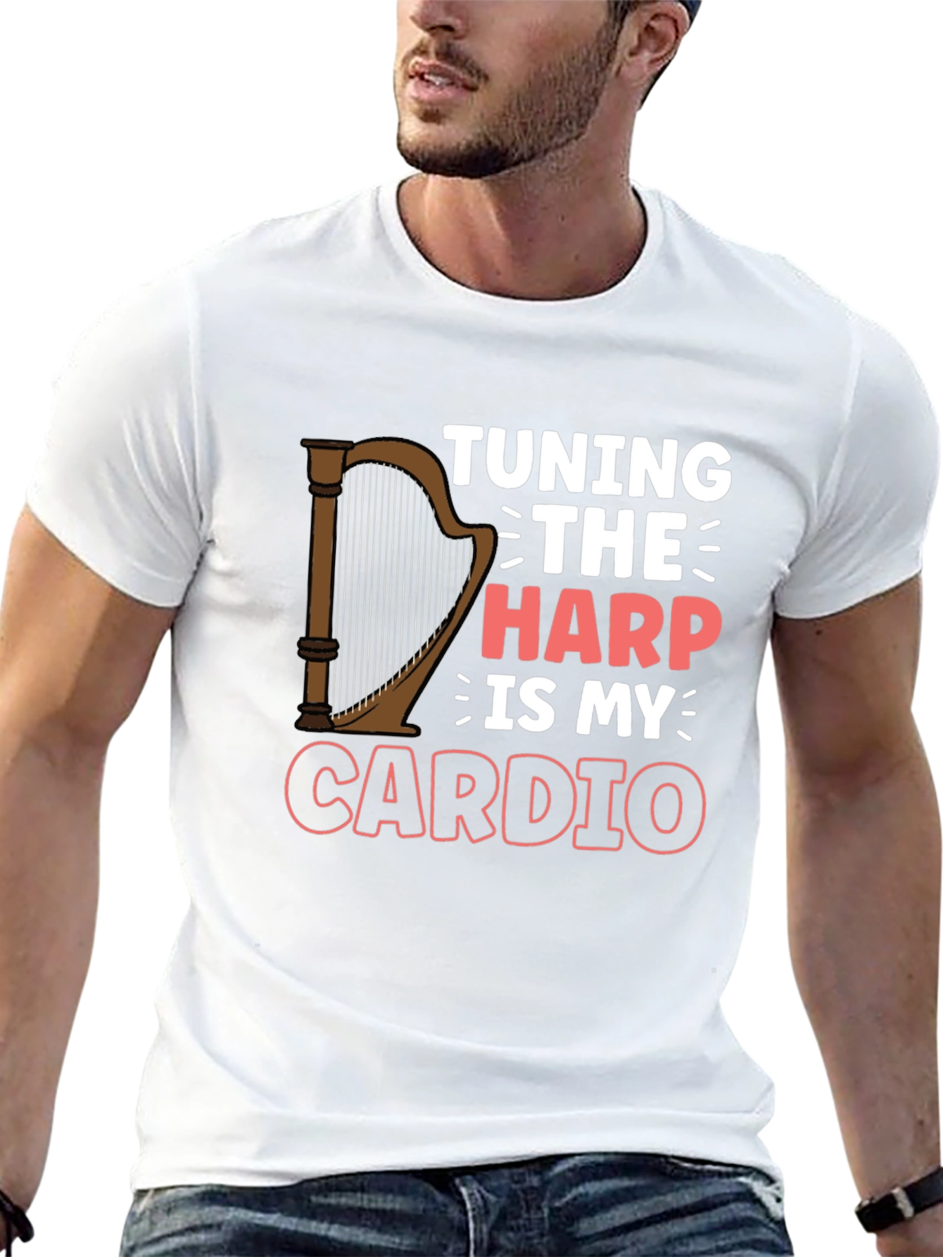 Tuning The Harp Is My Cardio Black T-Shirt