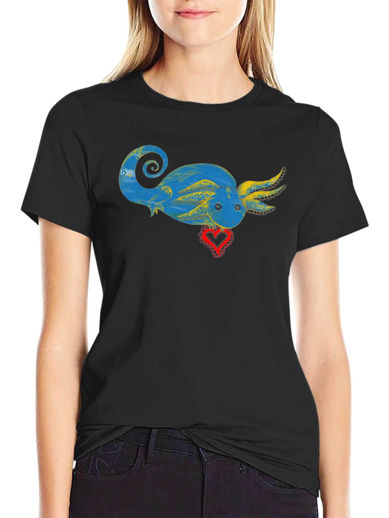 Axolotl Heart Graphic T-Shirt - Unique Design