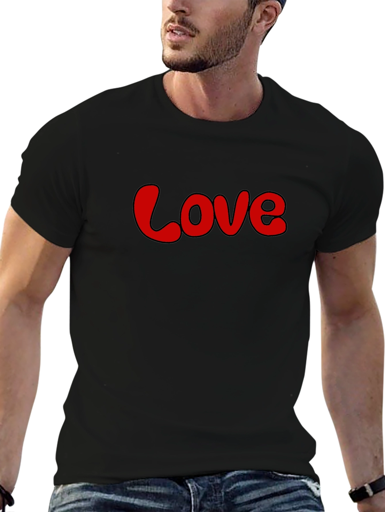 Love Graphic Tee - Stylish Black Casual T-Shirt