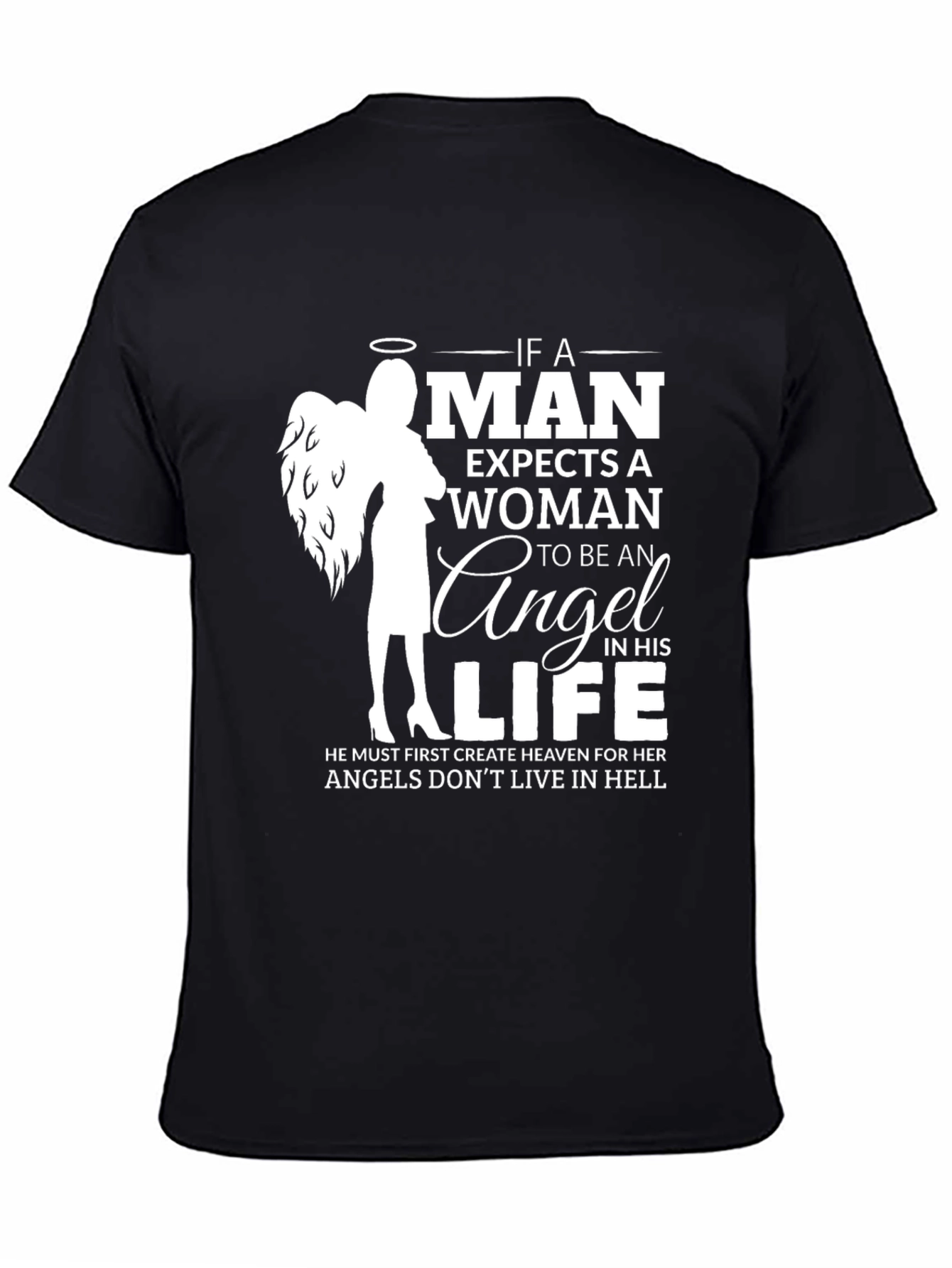 Angel Woman Graphic T-Shirt - Mens Black Tee