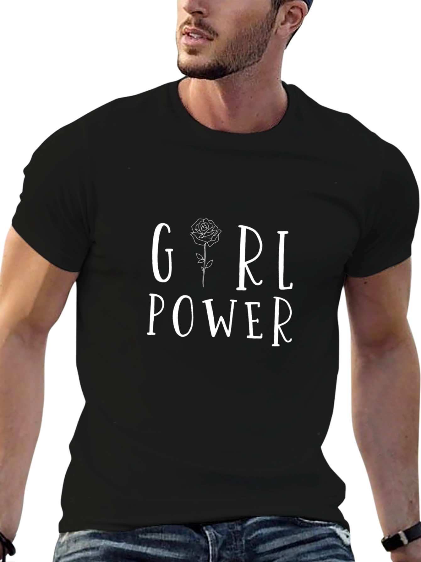 Girl Power Rose Graphic Tee - Unisex Cotton T-Shirt
