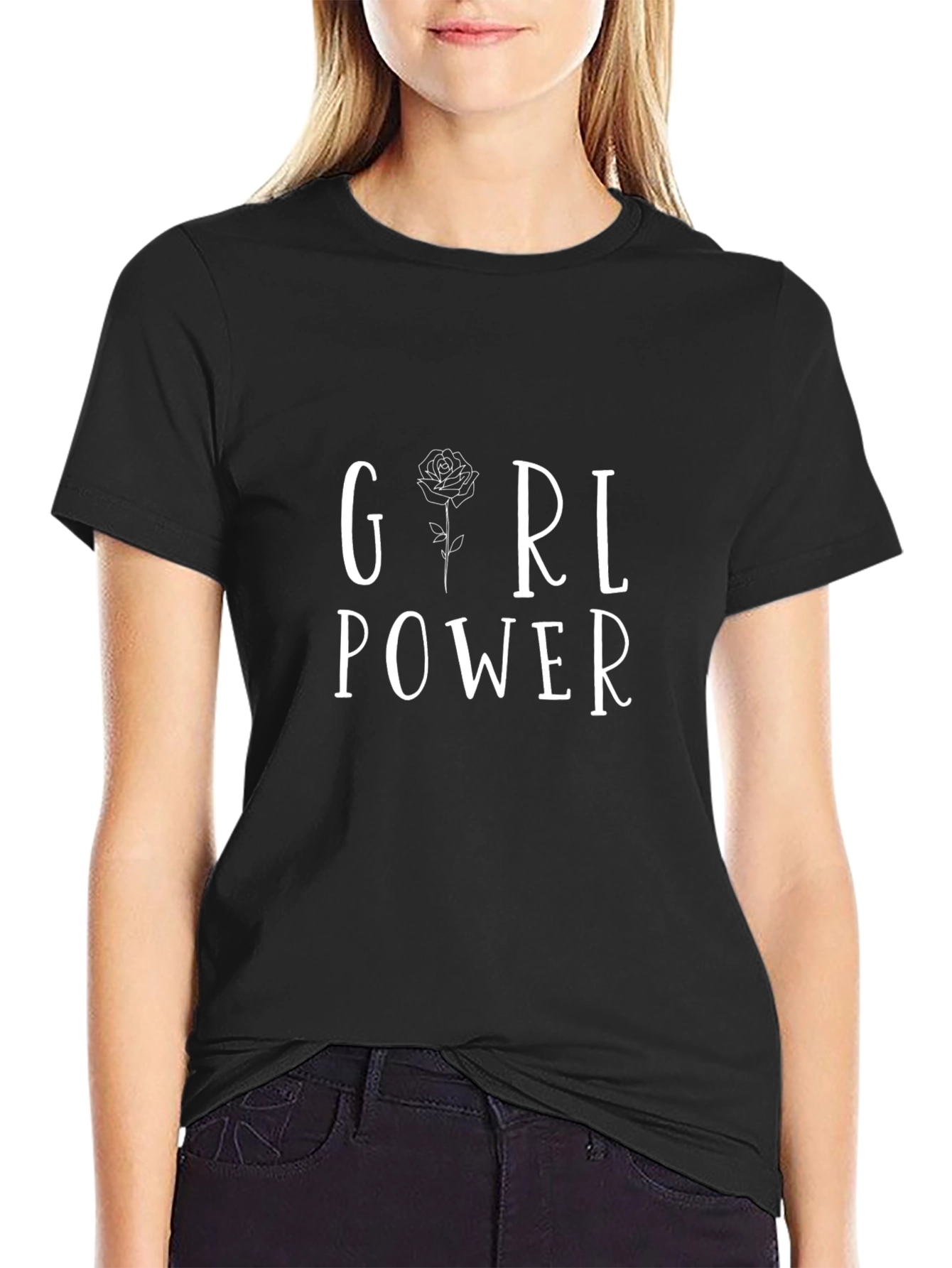 Girl Power Rose Graphic Tee - Unisex Cotton T-Shirt
