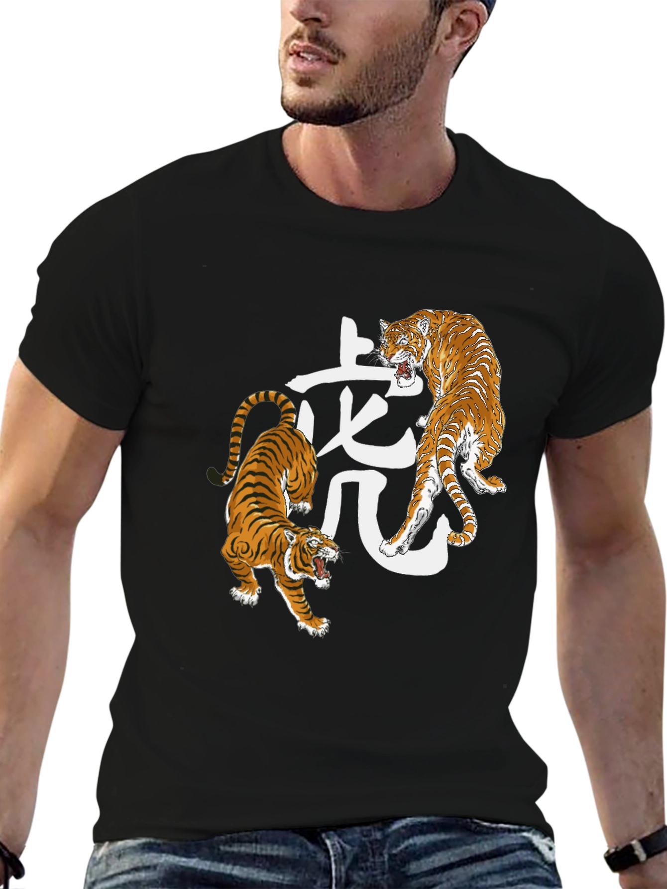Tiger Graphic Black Tee - Fierce Style