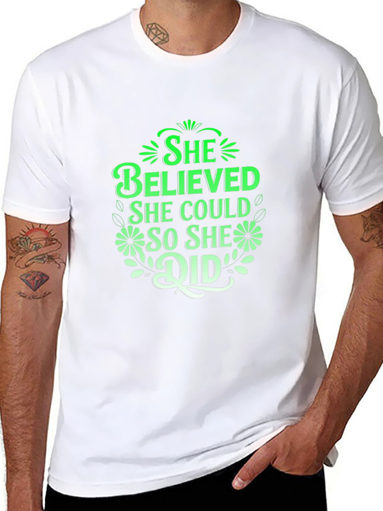 She Believed She Could T-Shirt - Inspiring Black Tee