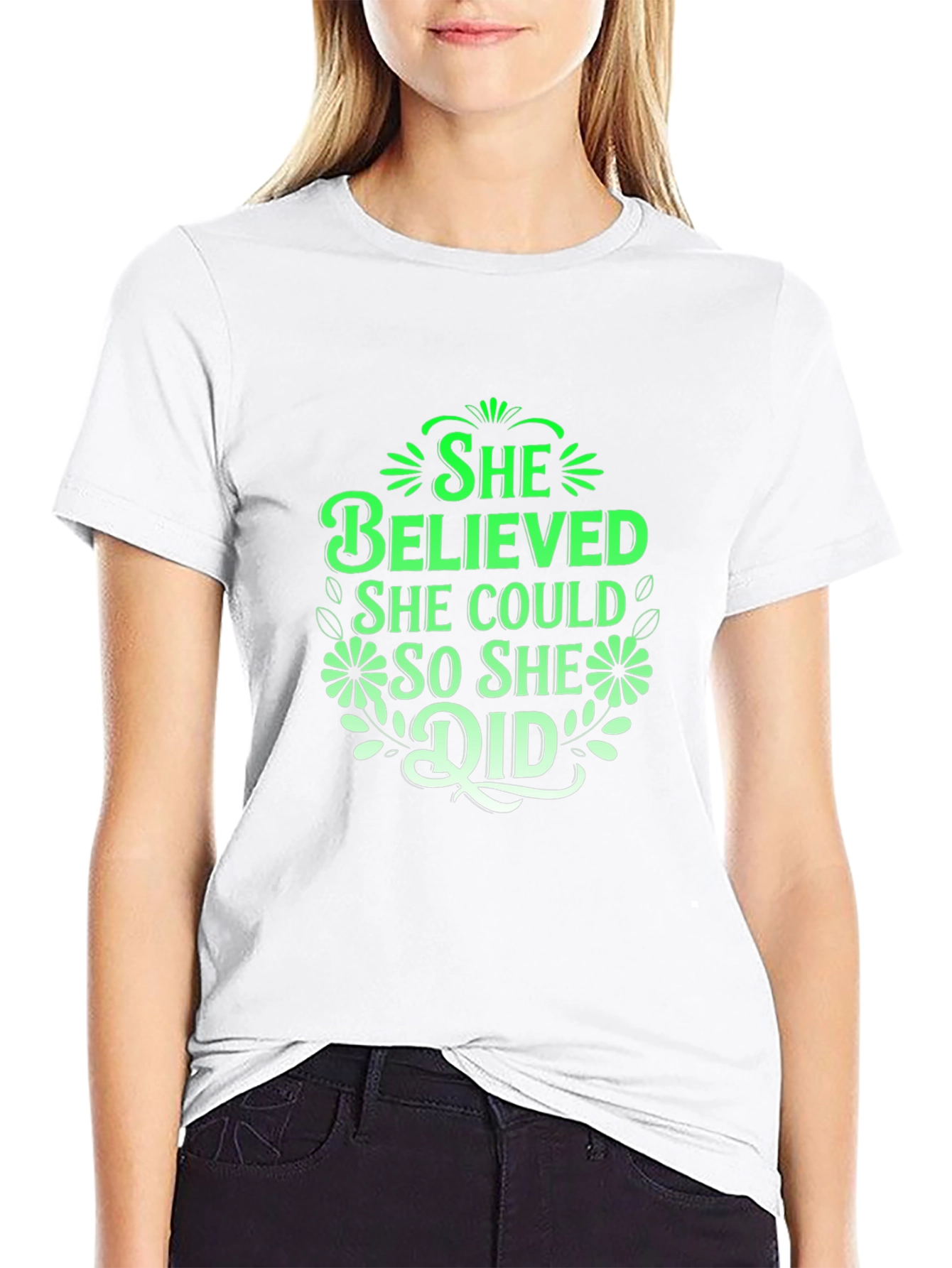 She Believed She Could T-Shirt - Inspiring Black Tee