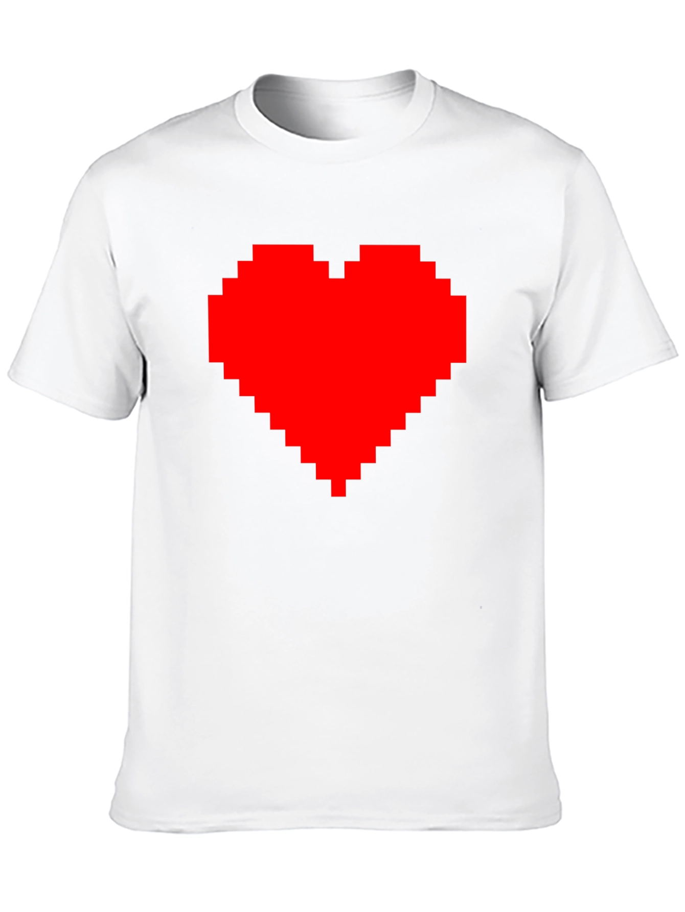 Pixel Heart Graphic Tee - Black Cotton Casual Shirt