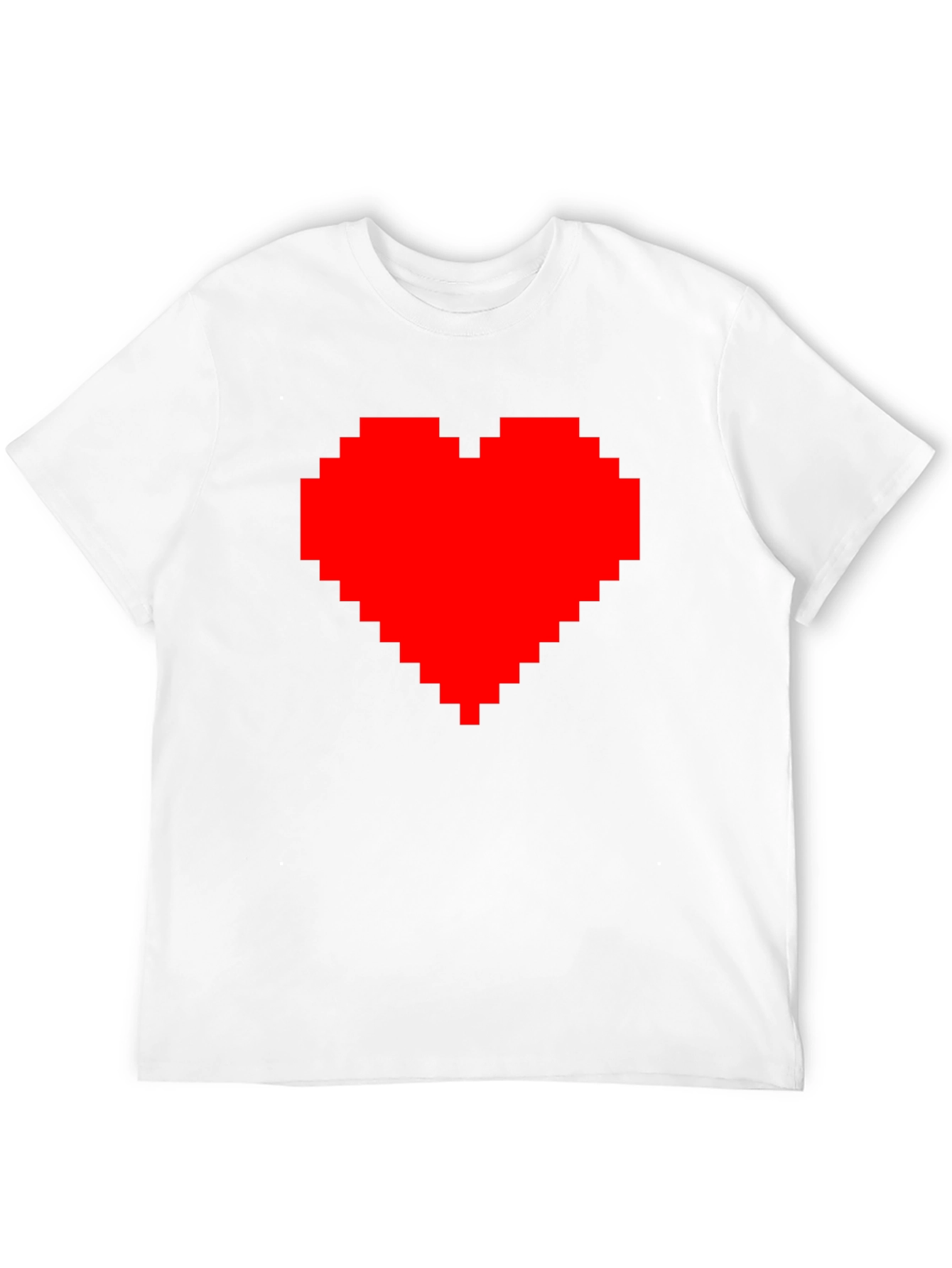 Pixel Heart Graphic Tee - Black Cotton Casual Shirt