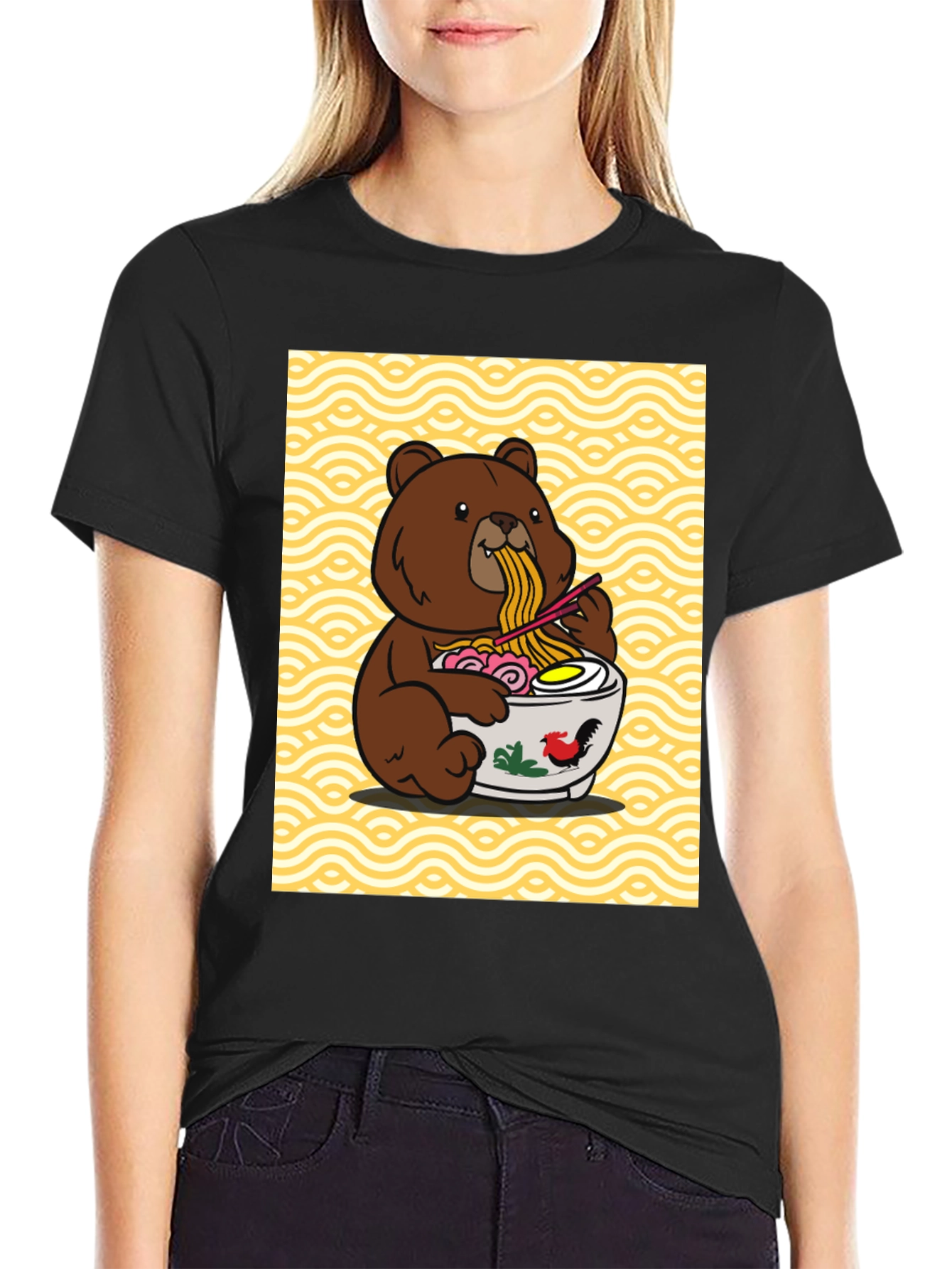 Bear Eating Ramen Graphic Tee
