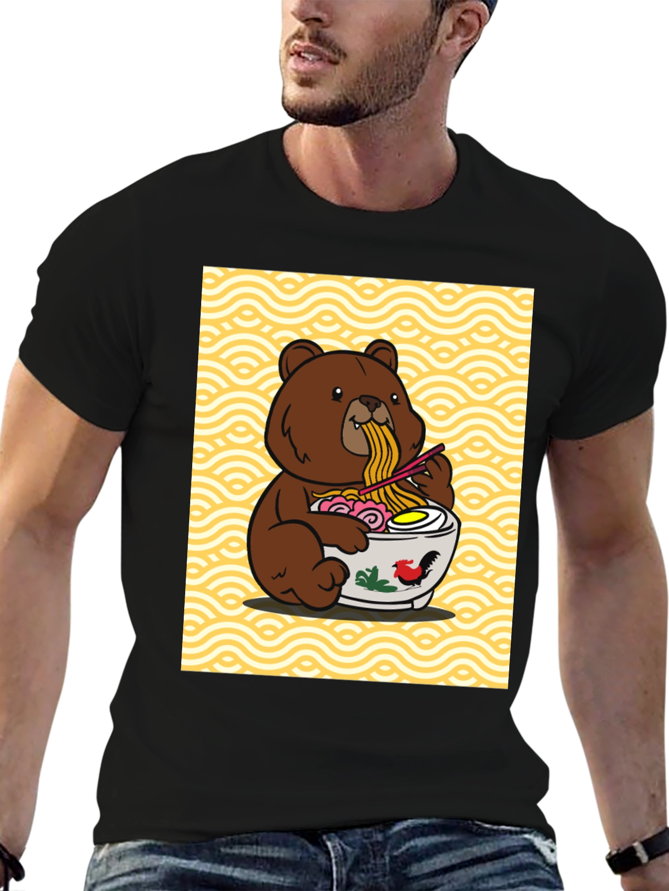 Bear Eating Ramen Graphic Tee