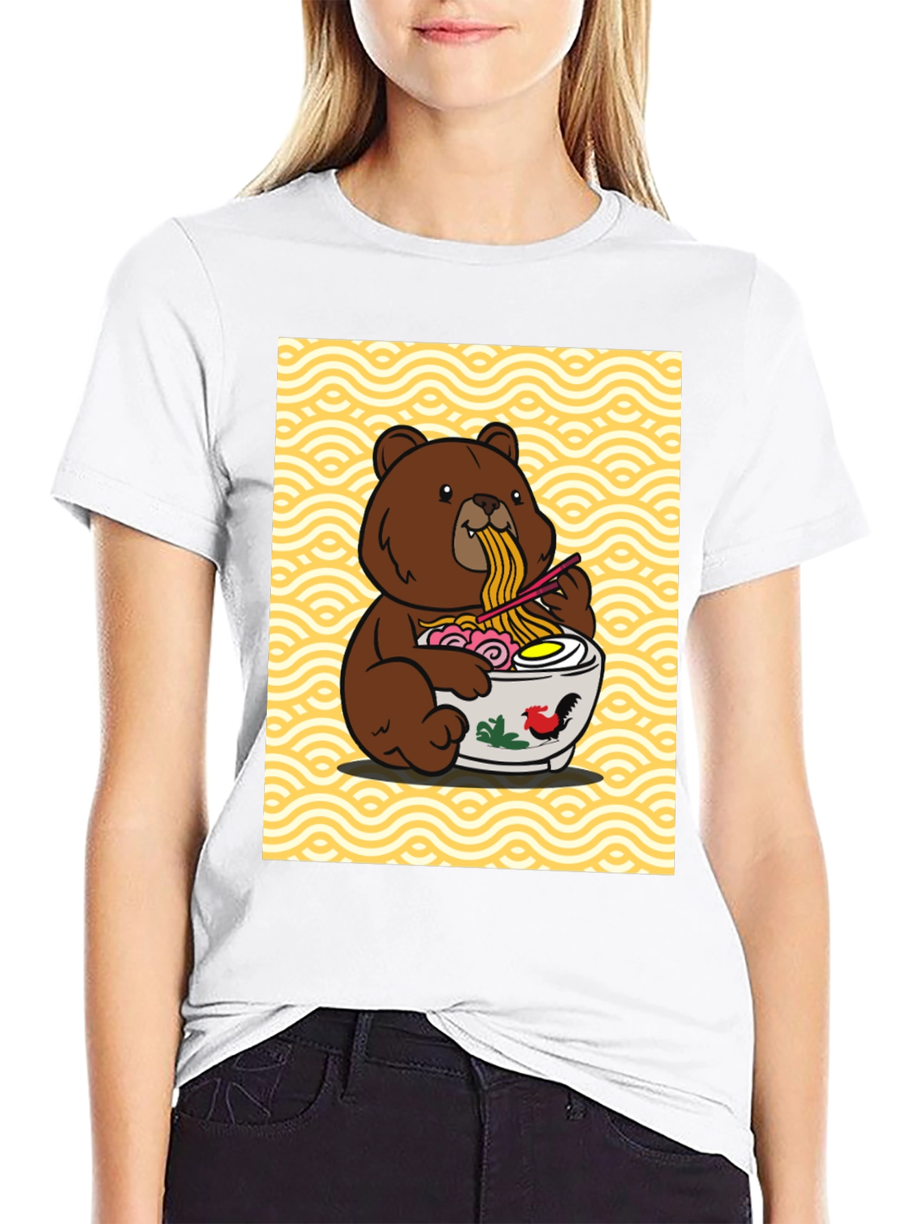 Bear Eating Ramen Graphic Tee