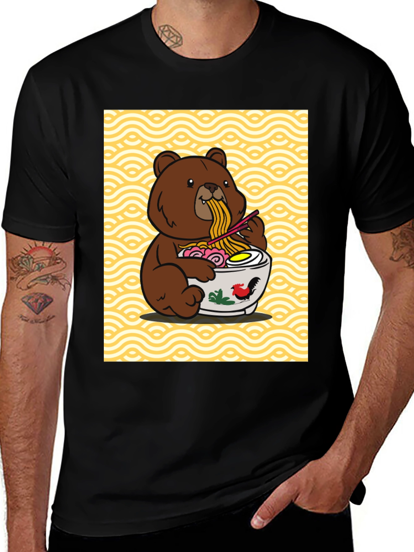 Bear Eating Ramen Graphic Tee