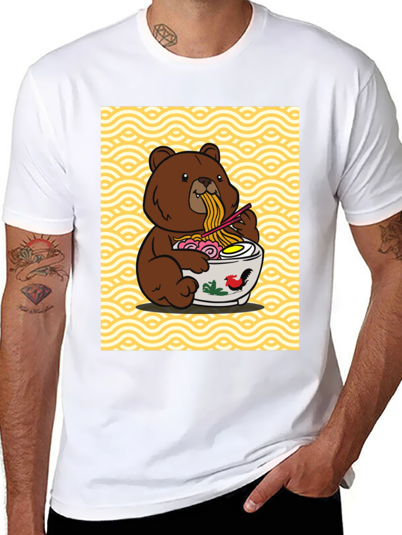 Bear Eating Ramen Graphic Tee