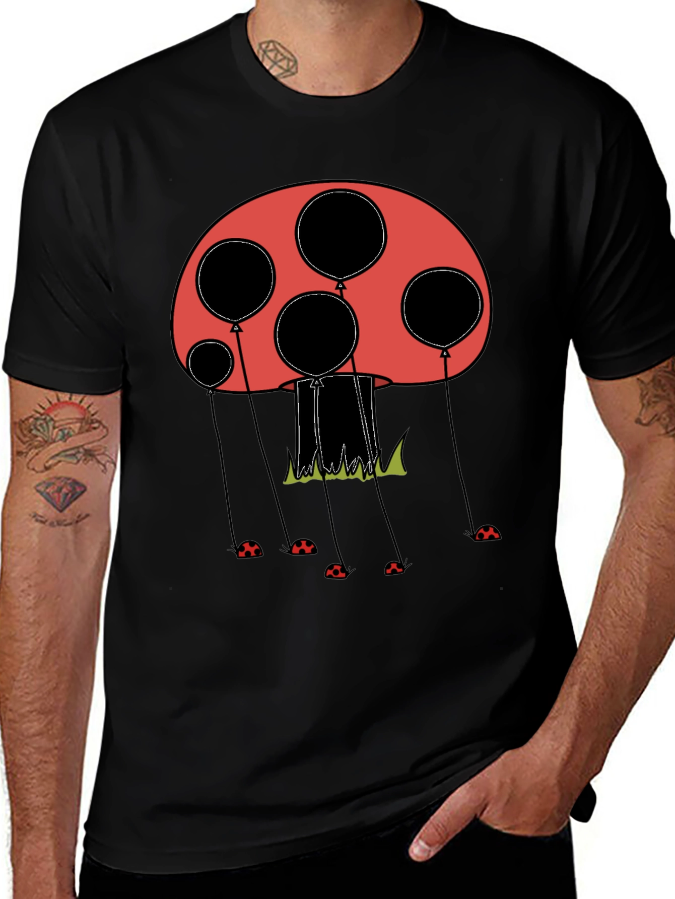 Mushroom Balloon Graphic Tee - Unique Design